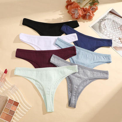 FINETOO 8-Pack Cotton Thongs for Women – Soft, Breathable Low-Rise Panties