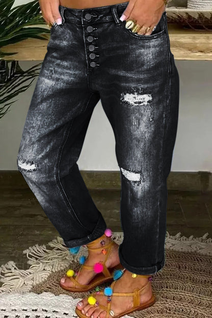 Ripped Button Up Low Waist Jeans(Buy 2 Free Shipping)