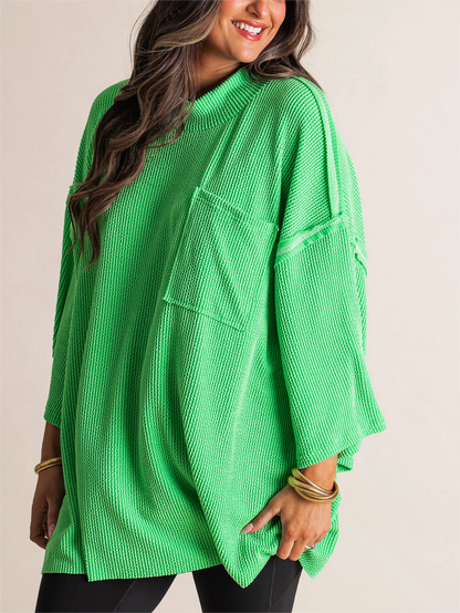 Women's Oversize High Neck Urban Ribbed Top(Buy 2 Free Shipping)