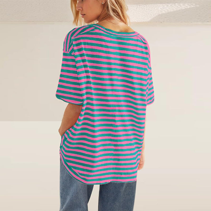 Women Oversized Deep V Neck Striped Shirt(Buy 2 Free Shipping)