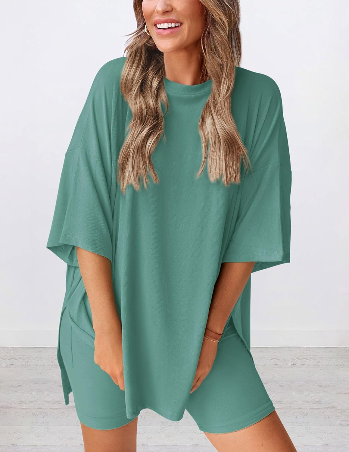 Limited time sale🔥Women's Oversized Casual T-Shirt Shorts Suit Stretch Two-Piece Set