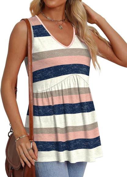 ✨Women Dressy Sleeveless V Neck Babydoll Tank Tops