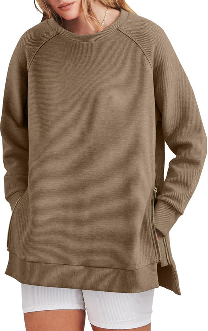 Oversized Sweatshirt Crewneck Long Sleeve Tunic Pollover Shirts(BUY TWO FREE SHIPPING!!!!)