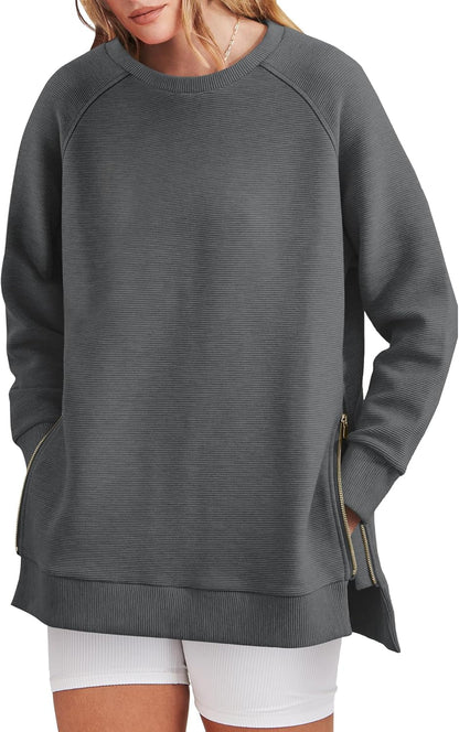 Oversized Sweatshirt Crewneck Long Sleeve Tunic Pollover Shirts(BUY TWO FREE SHIPPING!!!!)
