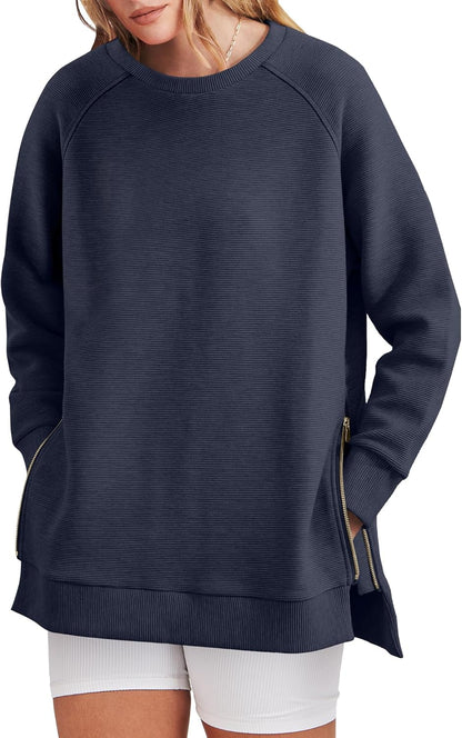 Oversized Sweatshirt Crewneck Long Sleeve Tunic Pollover Shirts(BUY TWO FREE SHIPPING!!!!)