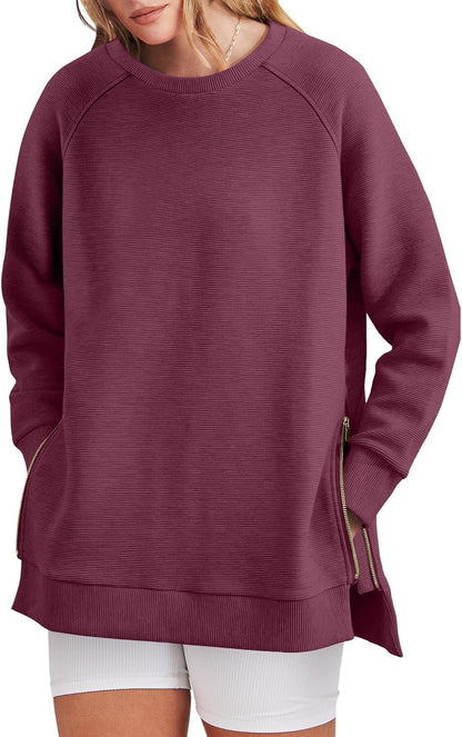 Oversized Sweatshirt Crewneck Long Sleeve Tunic Pollover Shirts(BUY TWO FREE SHIPPING!!!!)