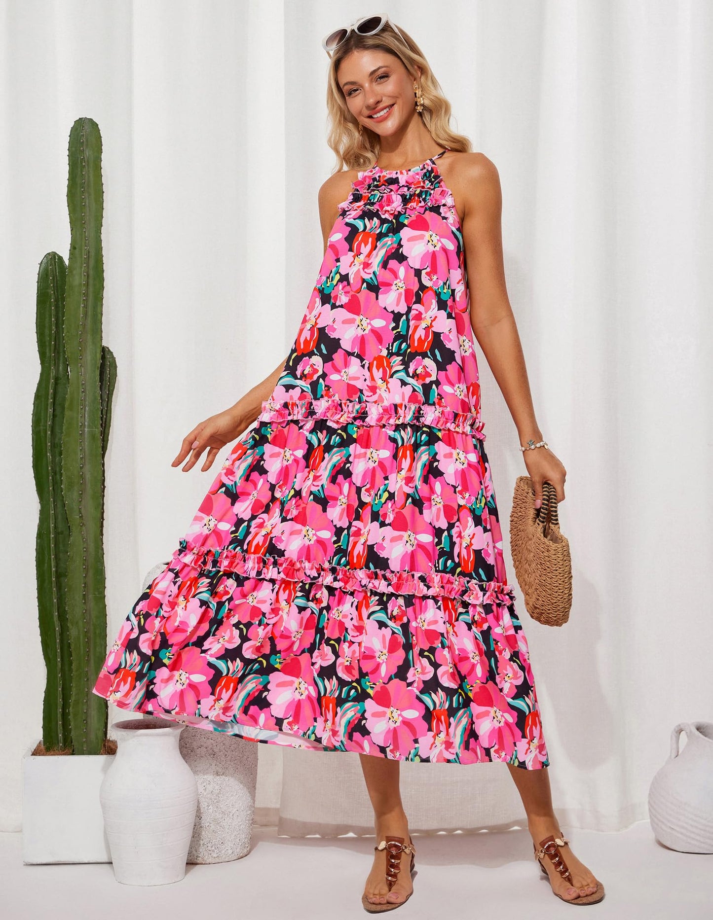 Limited time sale🔥Women's Elegant Hollower Out Waist A  Line Spaghetti Straps Dress