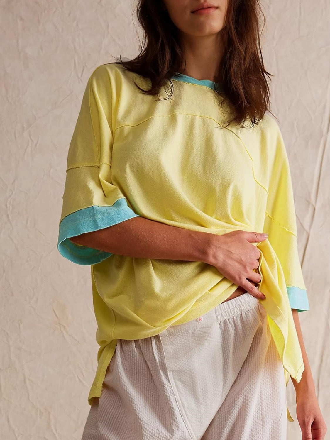 2024 Women's Oversized Color Block Short Sleeve T Shirt (Buy 2 Free Shipping)