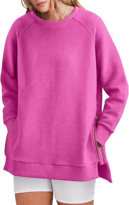 Oversized Sweatshirt Crewneck Long Sleeve Tunic Pollover Shirts(BUY TWO FREE SHIPPING!!!!)