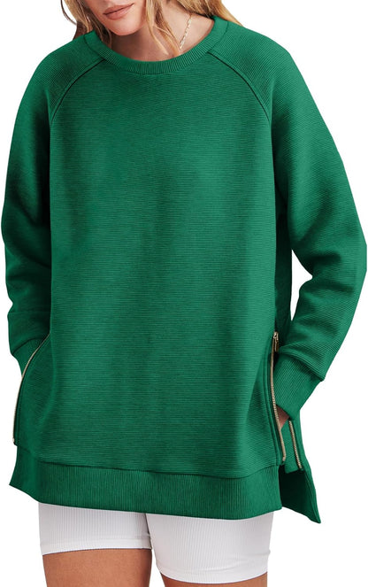 Oversized Sweatshirt Crewneck Long Sleeve Tunic Pollover Shirts(BUY TWO FREE SHIPPING!!!!)