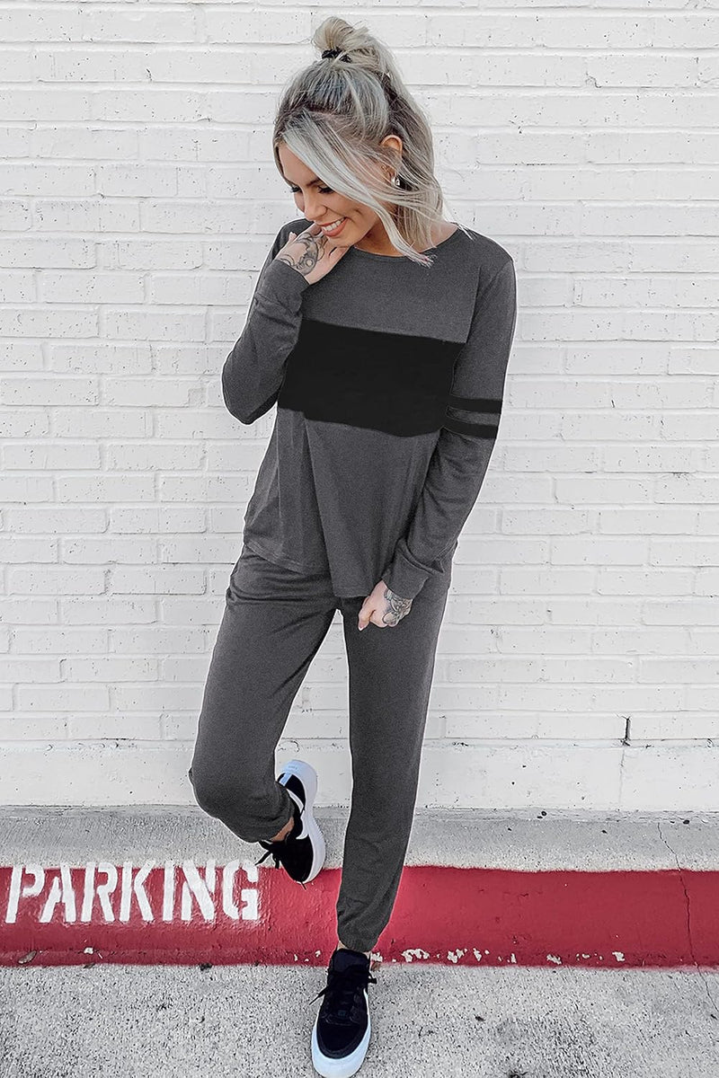 Casual Color Block 2-Piece Loungewear Set  ( Big Savings!!!)