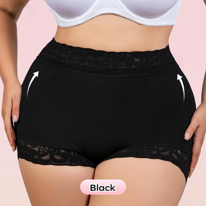 High Waist Tummy Control Shapewear Shorts with Lace & Anti-Slip Band