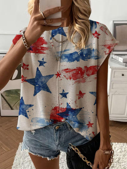 Women's Print Drop-Shoulder Knit Top