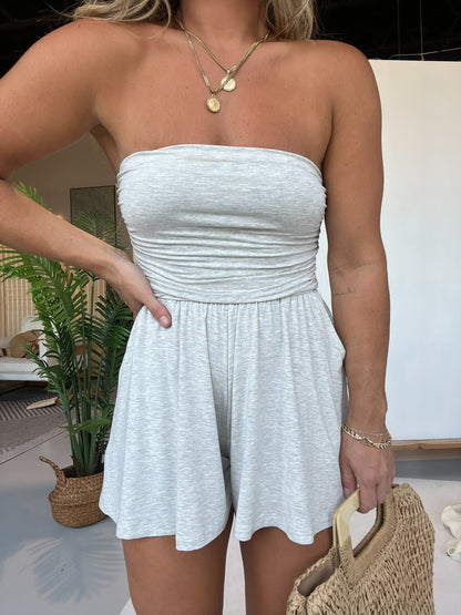 Summer Strapless Side Ruching Flowy Romper (Buy 2 Free Shipping)