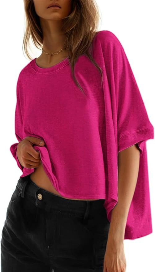 2026 Women's Solid Color Loose Oversized Basic T-Shirt