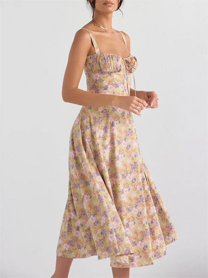 Women's Vintage Print Bustier Sundress