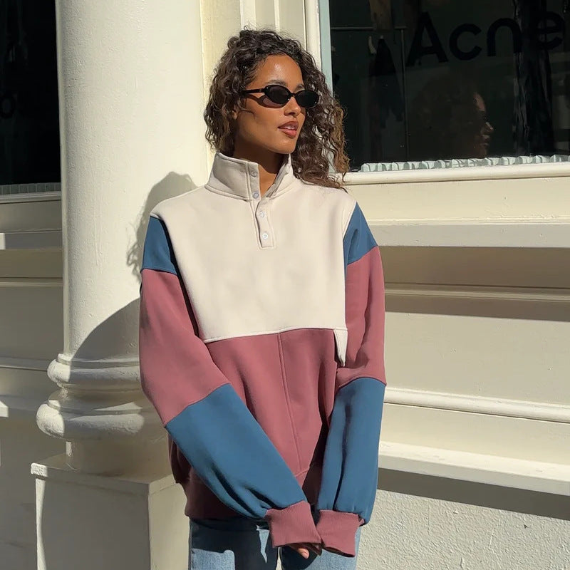 Women's 90s Retro Long Sleeve Contrast Sweatshirt