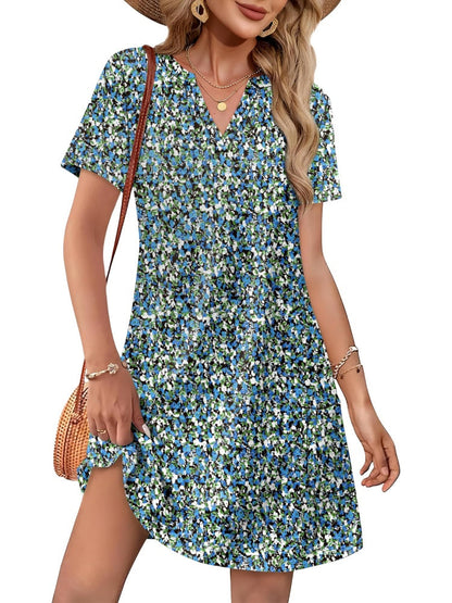 Limited time sale🔥Women Casual V Neck Hawaiian Midi Dress With Pockets