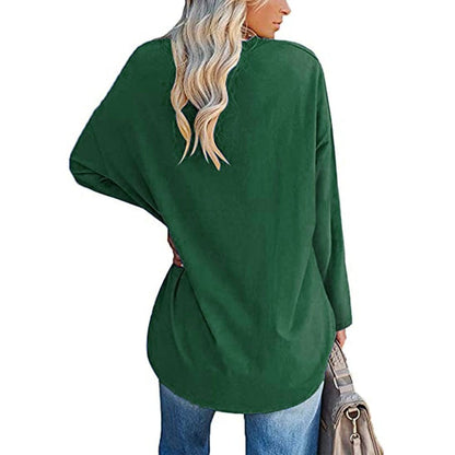 Women's Loose Long Sleeve Fashion V-neck Top