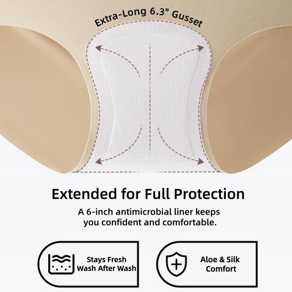 Women's High Waist Seamless Underwear 5-Pack, Silky Soft No-Show Briefs