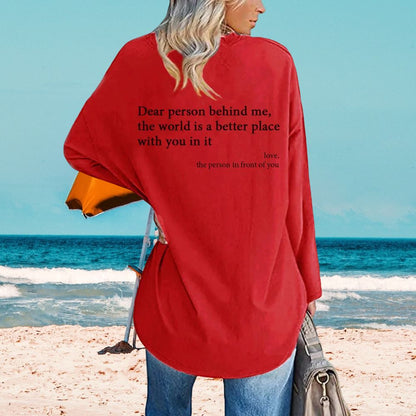 'DEAR PERSON BEHIND ME' V-NECK TOP