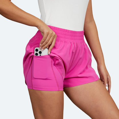 Women's 2-in-1 High Waist Running Shorts with Pockets