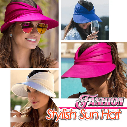 Women's Sun Protection Wide Brim Visor Hat Casual Outdoor Beach Sun Hat