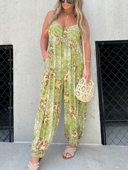 2024 Patchwork Print Loose Jumpsuit (Buy 2 Free Shipping)