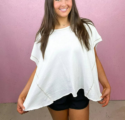 Mineral Washed Short Sleeve Top