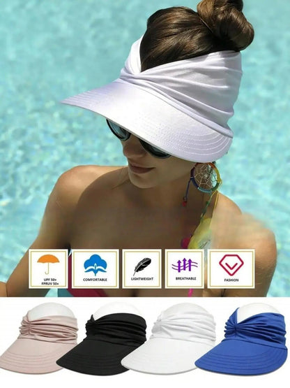 Women's Sun Protection Wide Brim Visor Hat Casual Outdoor Beach Sun Hat