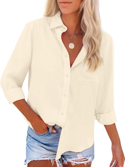 Women's Long Sleeve Breathable Slim Fit Button Down Shirts