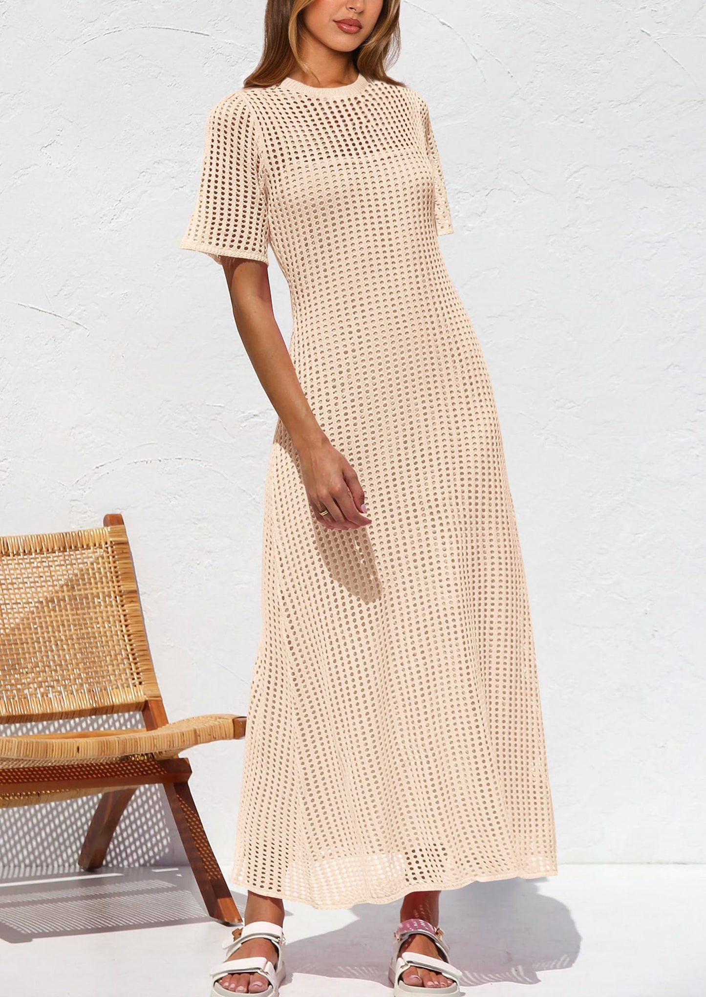 Women's Hollow Cover Up and Slip Dress Two-Piece Dress