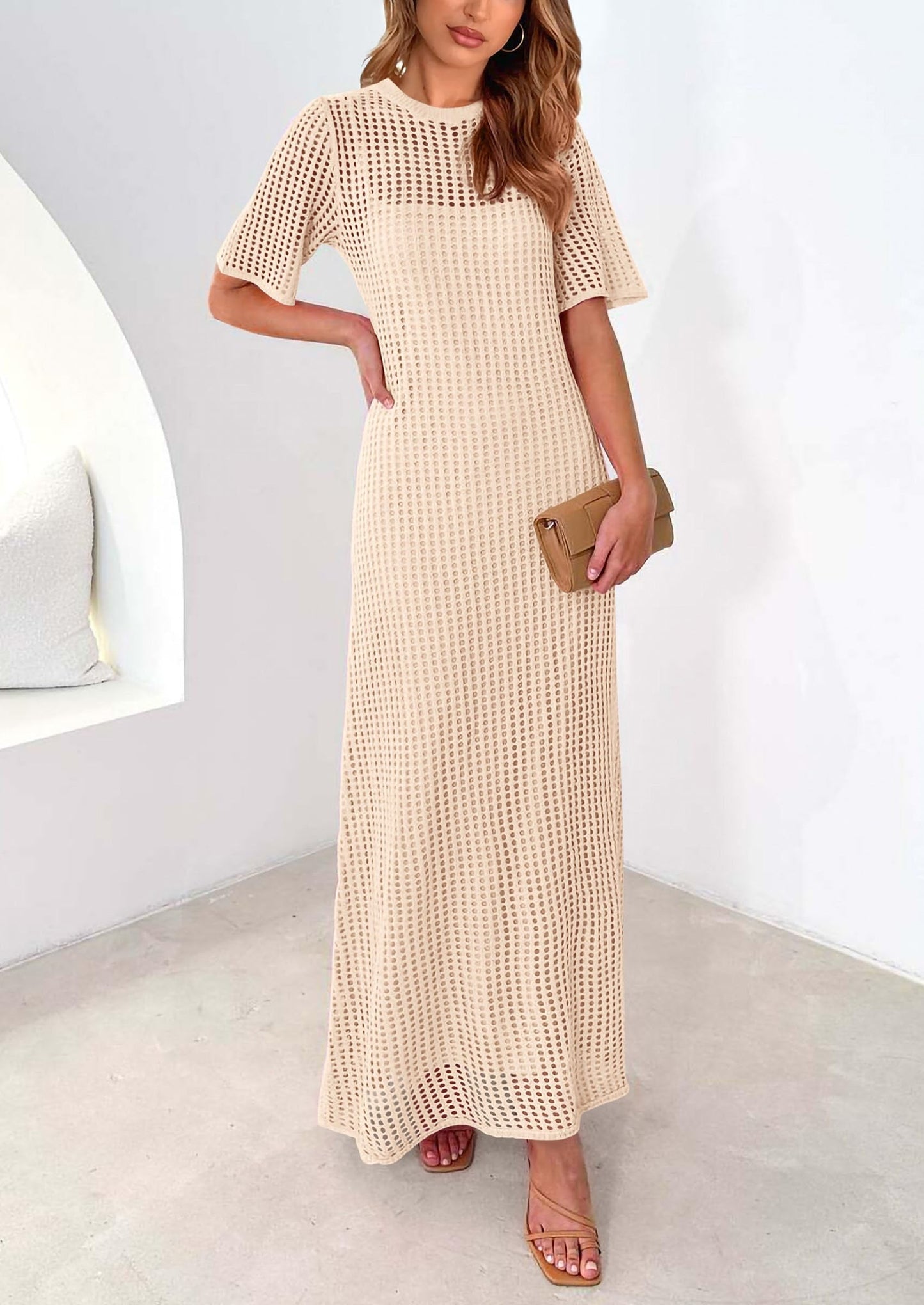 Women's Hollow Cover Up and Slip Dress Two-Piece Dress