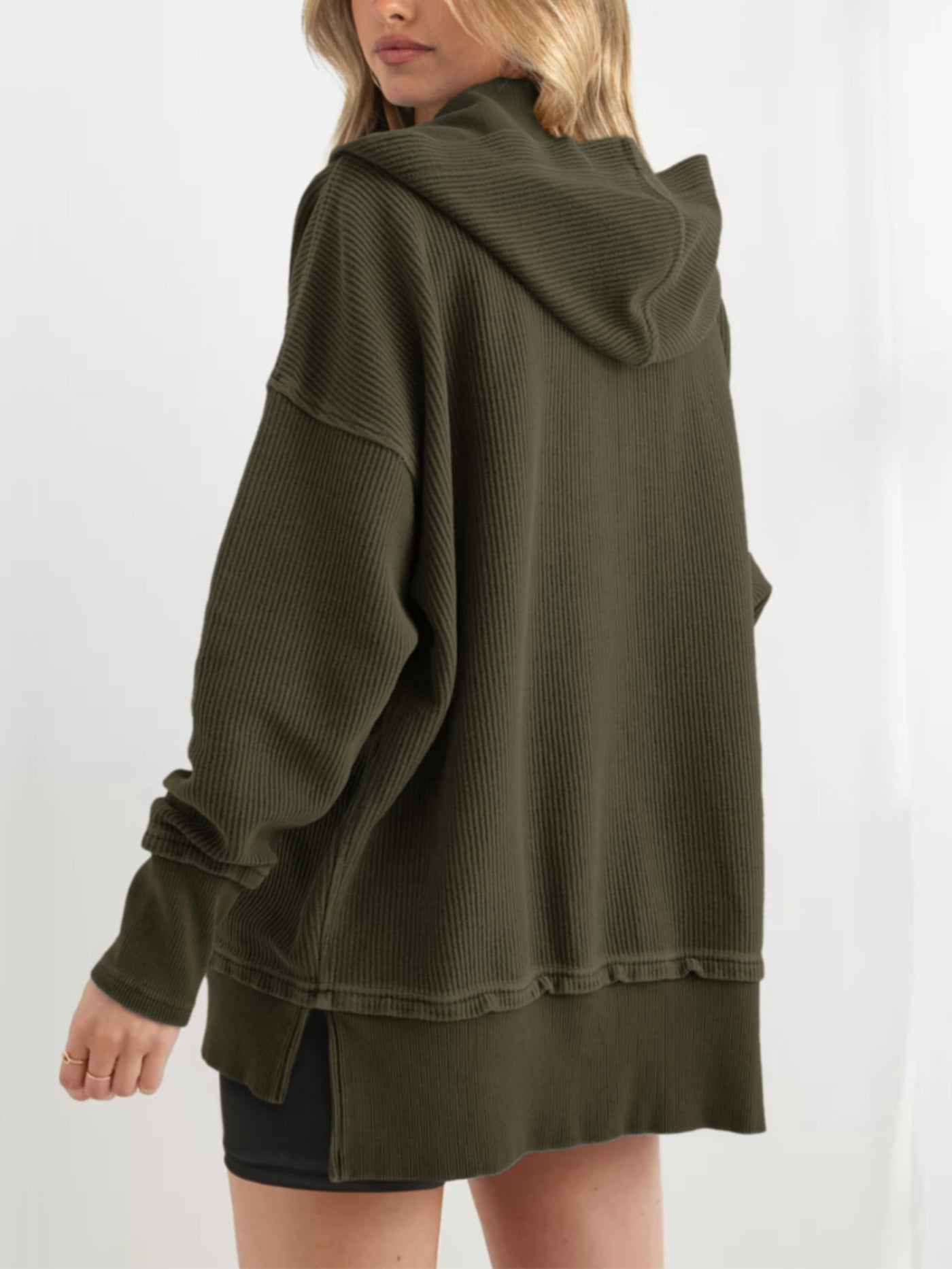Limited time sale🔥Women's Oversized Button V Neck Hoodie