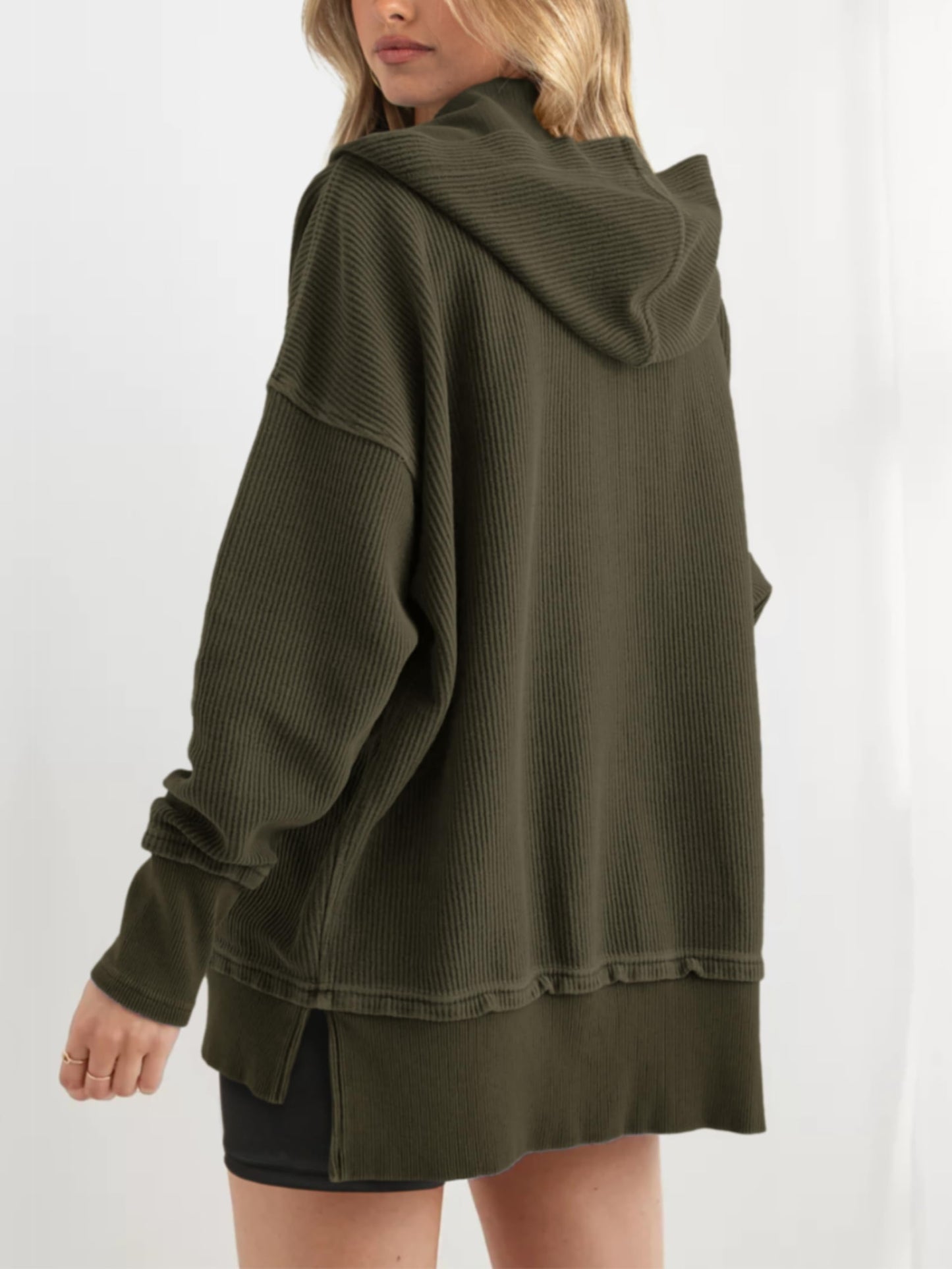 Limited time sale🔥Women's Oversized Button V Neck Hoodie