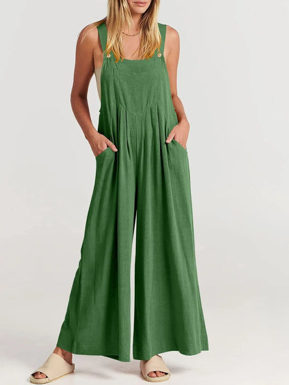 Women's Sleeveless Wide Leg Jumpsuit with Pockets