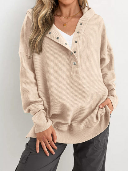 Limited time sale🔥Women's Oversized Button V Neck Hoodie