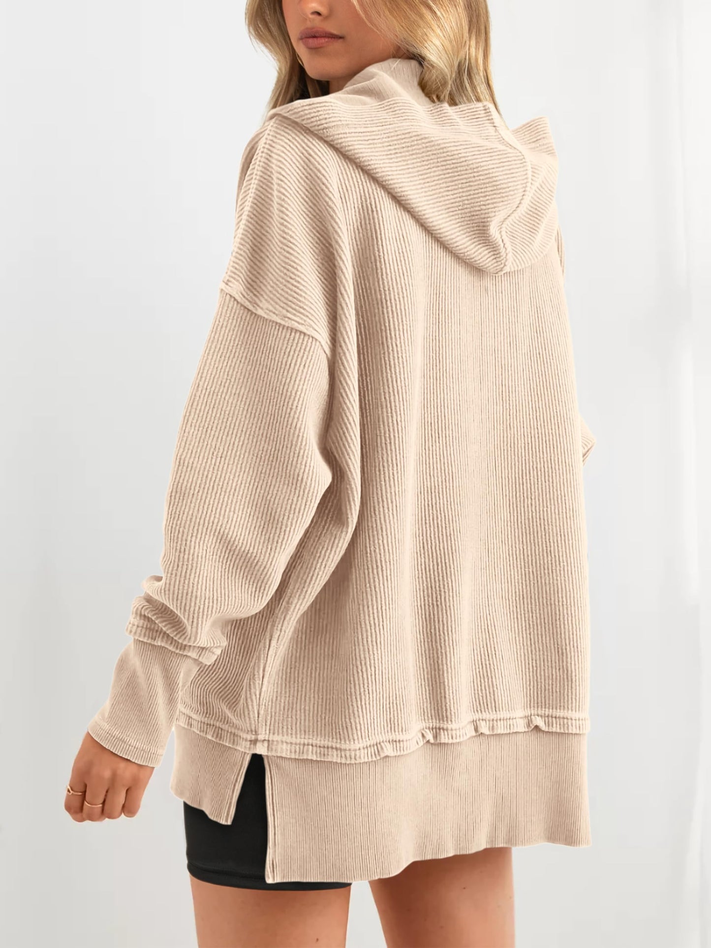 Limited time sale🔥Women's Oversized Button V Neck Hoodie