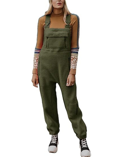 Limited time sale 🔥Women's Fleece Warm Overalls Loose Casual Jumpsuits