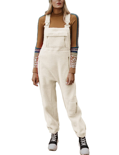 Limited time sale 🔥Women's Fleece Warm Overalls Loose Casual Jumpsuits
