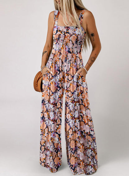 Limited time sale🔥Women's Overalls Casual Floral Print Sleeveless Jumpsuit with Pockets