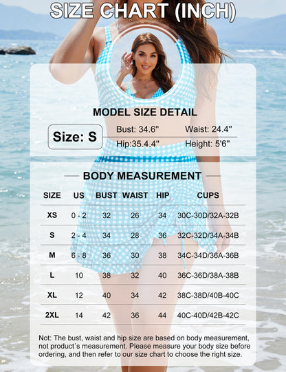 Limited time sale🔥Women's High Waisted Tummy Control Two Piece Gingham Bikini Swimsuit