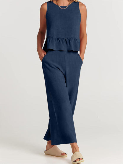2024 Women's Summer 2 Pieces Outfits - Lounge Set with Pockets