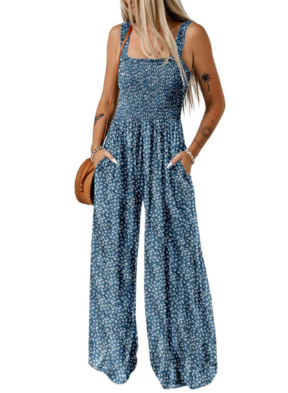 Limited time sale🔥Women's Overalls Casual Floral Print Sleeveless Jumpsuit with Pockets