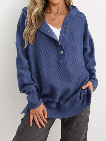 Limited time sale🔥Women's Oversized Button V Neck Hoodie