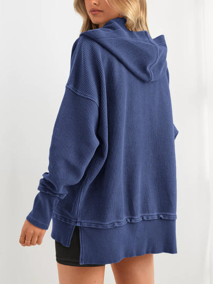 Limited time sale🔥Women's Oversized Button V Neck Hoodie