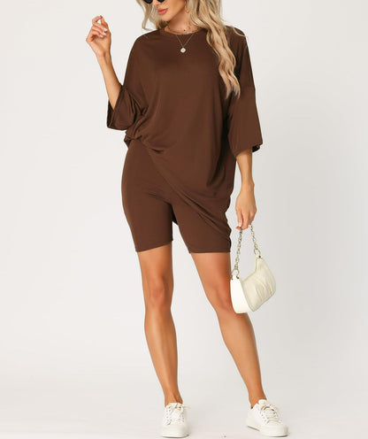 Women's Oversized Lounge Sets T-Shirt with Biker Bodycon Shorts (Buy 2 Free Shipping)