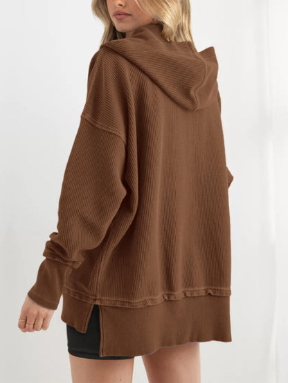 Limited time sale🔥Women's Oversized Button V Neck Hoodie