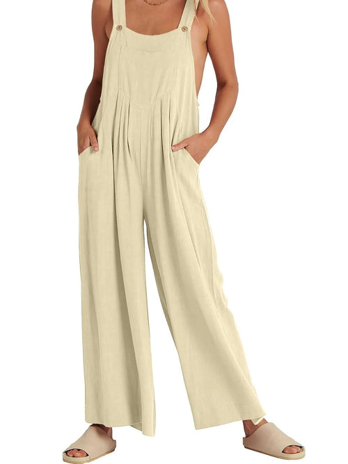 Women's Sleeveless Wide Leg Jumpsuit with Pockets