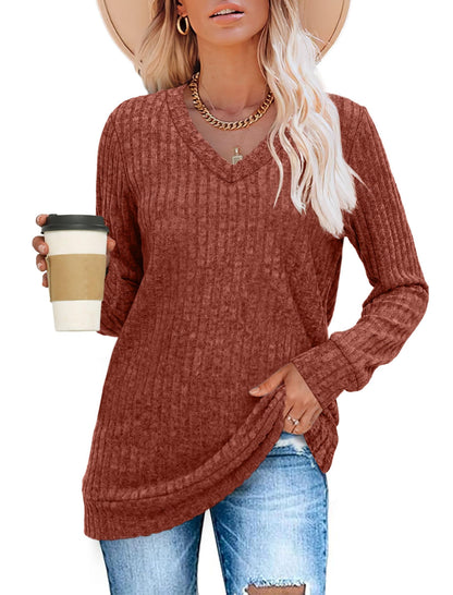 ✨Women's Casual V Neck Lightweight Tunic Sweateshirt